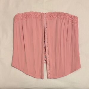Garage Pink Lace-Trimmed Corset Top